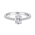 Classic 1 carat oval cut moissanite ring in sterling silver with pave side stones - US 5 / Oval Cut 1ct-Silver