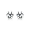 Classic S925 silver stud earrings featuring round brilliant cut moissanite in a six-prong setting - Classic Six-Prong Style (Medium)