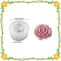 White silicone rose flower mold with pink finished candle showing dimensions 5.8cm x 2.7cm - Rose Pattern Black