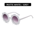 Kids flower-shaped matte white sunglasses with grey lenses for sun protection - Matte Porcelain White Frame Grey Lens