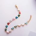 Bracciale in titanio dorato con farfalle smaltate colorate e chiusura a moschettone - Bracciale Oro