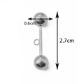 Conector de pendientes de bola en acero inoxidable plateado, medida 0,6 cm por 2,7 cm - 6mm / Color Acero
