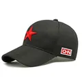 Berretto da baseball in mesh nero con ricamo stella rossa e toppa laterale CHN - Regolabile / Nero