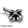 Vintage gothic cross pendant with black zircon and oxidized steel finish, size 20x14mm - Cross Flower Inlaid Black Stone Pendant (KP76879-BD)