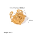 Anello in acciaio inossidabile placcato oro 18k con medaglione a rilievo serpente nero - Anello Aperto a Serpente Dorato