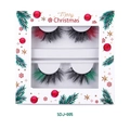 Faux mink false eyelashes set with red and green tips in Christmas gift box - Color Embellishment Combination Style (SDJ-005)