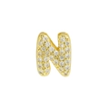 Golden heart-shaped letter N pendant with sparkling zircon birthstone for necklaces - Letter N / Gold