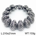 Vintage stainless steel snake head bracelet for men featuring cross clasp and 210mm length - Steel Color Rugged Cross Style (KB168629-KJX)