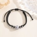 Close-up of handmade 2026 soccer bead bracelet with adjustable black braided cord - Black Braided Style(3094)