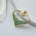Collier cœur doré avec micro-incrustation de zircons verts sur surface texturée - Cœur-Zircon Vert