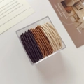 Élastiques à cheveux haute élasticité marron et beige dans une boîte carrée - 50 Pièces en Boîte / Marron café