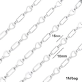Silver stainless steel heart and rectangular link chain DIY craft accessory 16mm 1M per bag - #04 Rectangle and Heart Link / 1 Meter/Pack