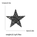 Detail showing red star brooch dimensions of 5.5cm by 6cm with crystal inlay details - Gunmetal