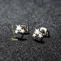 Three-star stainless steel stud earrings with silver polished finish and 7mm height - Star / Steel