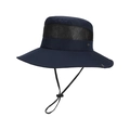 Dark blue breathable mesh sun hat with adjustable drawstring for outdoor fishing and hiking - Navy Blue
