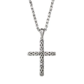 Men's retro cross pendant with heavy Byzantine chain in vintage silver stainless steel - Retro Cross Byzantine Chain Style (KN231495-K)