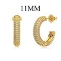 Exquisite 11mm golden bow drop earrings in S925 sterling silver with white zircon stones - Pave Hoop Earrings(DY110301-S-G-NA#11) / 11mm / Gold White Zirconia