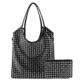 Set borsa tote nera con strass e pochette con cerniera coordinata per serata di gala - Nero