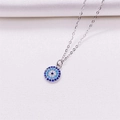 Elegante collana con ciondolo occhio del male in argento S925 su seta bianca - Argento Sterling S925 Completo / Oro Bianco