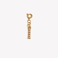 DIY gold stainless steel spring clasp earring with five white pearls on a bar - Letter I