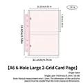 A6 6-hole transparent 2-pocket card sleeve with detailed dimensions and 100 micron thickness - Large A6 2-Pocket Pages 10 Sheets 132#