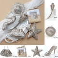 Set di decorazioni natalizie glitter rosa champagne con ciondoli a stella e scarpa - 23 Nuovo Champagne Irregolare B Confezione da 6