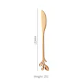 Rose gold stainless steel leaf design dessert knife, 153mm creative branch handle spreader - Leaf Knife [Gold Bagged]