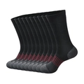 10 pairs of black crew socks for men with reinforced grey toe and arch stripe details - Free Size 39-47 / Black Red