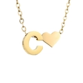 Collana dorata minimalista con pendente a cuore e lettera C su catena a O - Lettera C - Oro