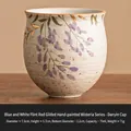 Hand-painted wisteria ceramic teacup with gold rim and 75ml capacity for tea tasting - Danyin Cup [Simple Pack]