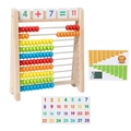 Wooden math abacus toy with colorful beads and educational number arithmetic cards - Large 10-Row Calculation Abacus