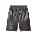 Pantaloncini neri a vita alta in finta pelle con elastico in vita e trama ben definita - XS / caffè