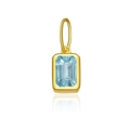 Rectangle gold-plated S925 silver pendant with light blue zircon on white background - 18K Gold-March