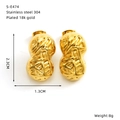 Detail view of peanut-shaped 18k gold plated stainless steel earrings with 2.3cm height - Peanut Shape (S-E474)