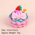 Pink donut keychain with cream and strawberry detail, cute resin charm 4.5x4.5cm 35g - Gold Bead Chain / 042 Pink Bowknot Donut