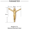 Disegno tecnico del ciondolo Gesù placcato oro 14k con dimensioni 25mm per 29mm - Gesù Crocefisso / Oro