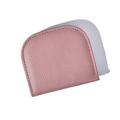 Minimalist dusty pink pebble grain leather semi-circle coin purse with flip closure - Pink