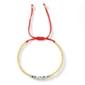 Bracelet cordon rouge œil porte-bonheur avec perles dorées et fermeture ajustable - Style Perle Ronde Or