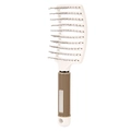 Spazzola per capelli curva bianca con setole di cinghiale e manico beige testurizzato - Bianco senza setole