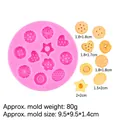 Pink silicone mold for mini bone biscuits and cakes with ten versatile cavities - Star Heart Flower Biscuit Shaped Mold (B805) / Pink