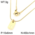 Gouden ketting met vierkante hanger letter H aan een gladde slangenketting - Gouden Letter H (KN293434-Z)