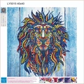 5D DIY lion diamond painting kit model LY5015 with colorful lion head and 40x40cm canvas - LY5015 Colorful Lion