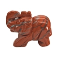 Red jasper elephant figurine with natural black textures and a curved trunk - Red Jasper
