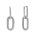 Orecchini a catena d'argento con pavé di zirconi bianchi su acciaio inossidabile - Orecchini in Zircone di Lusso (Colore Acciaio-Zircone Bianco) / Argento