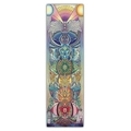Vertical wall scroll featuring spiritual chakra and sacred geometry symbols on white background - Style 19 / 40x150cm