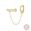 Elegant gold sterling silver chain earring with cubic zirconia and S925 stamp - Gold - Hoop Bar Style