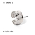 Minimalist silver hammered stainless steel open ring, 11mm width, weight 4.2g - Adjustable Open / Irregular Hammered Style (HF-J1346-S)