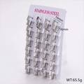 Set of 10 pairs of 16mm silver stainless steel geometric hoop earrings on display card - Large (16x16mm) / Silver