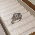 Silver snake ring with sparkling zircons in a luxurious coiled serpent design - Style 75 Gold (Serpent Fully Iced Design)