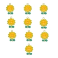 Set of 10 sunflower enamel charms for jewelry making with yellow petals and green leaves - Sunflower (2#) / Pack of 10 (10Pcs/Pack)